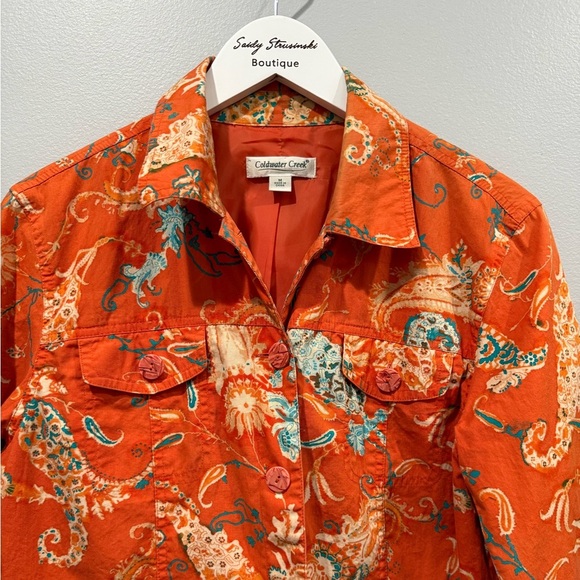 Coldwater Creek Orange Paisley Print Button Jacket
Women's Size M - Picture 5 of 9